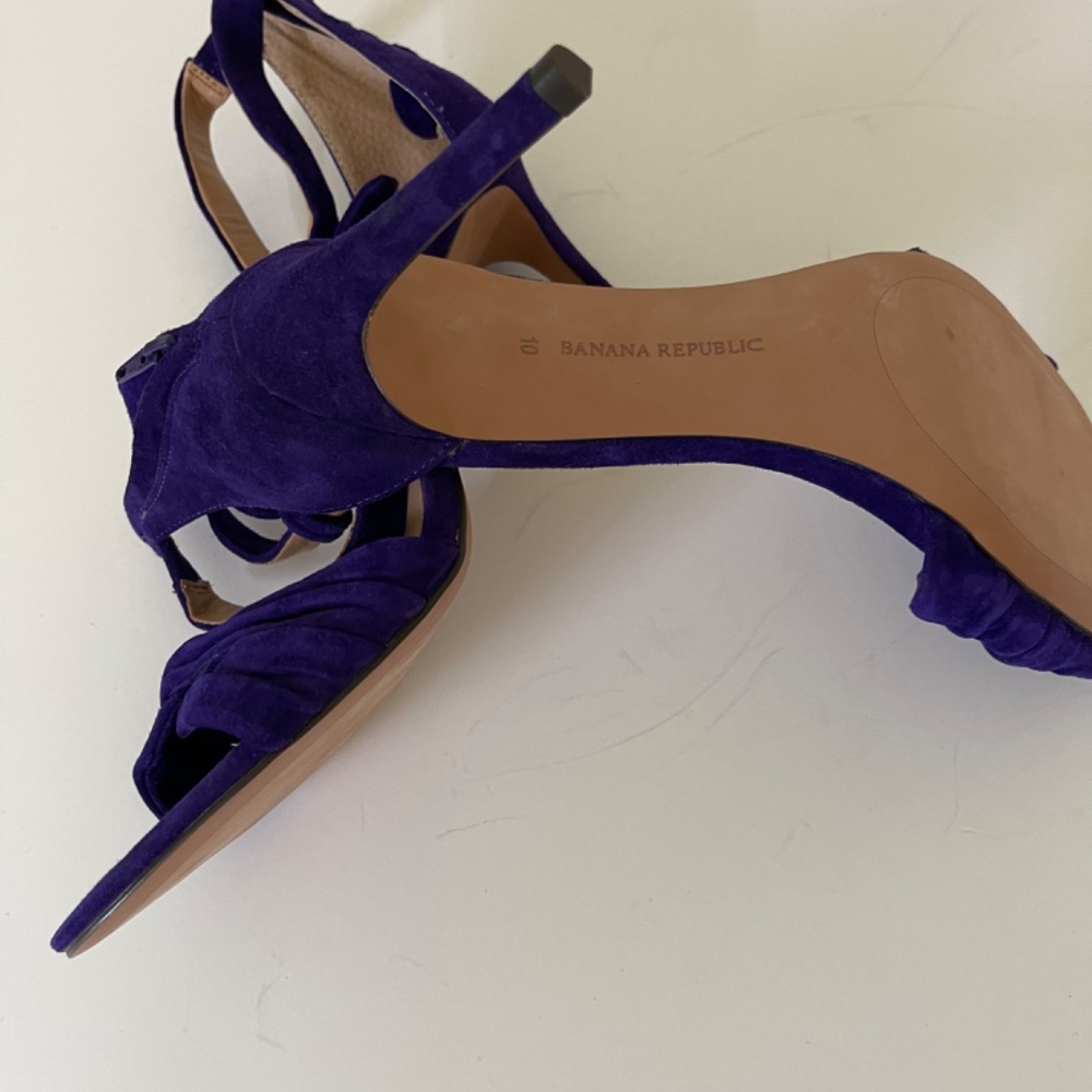 Banana Republic Purple Jasmine Open Toe Ankle Strap Suede Heels Formal Shoes - Picture 5 of 8